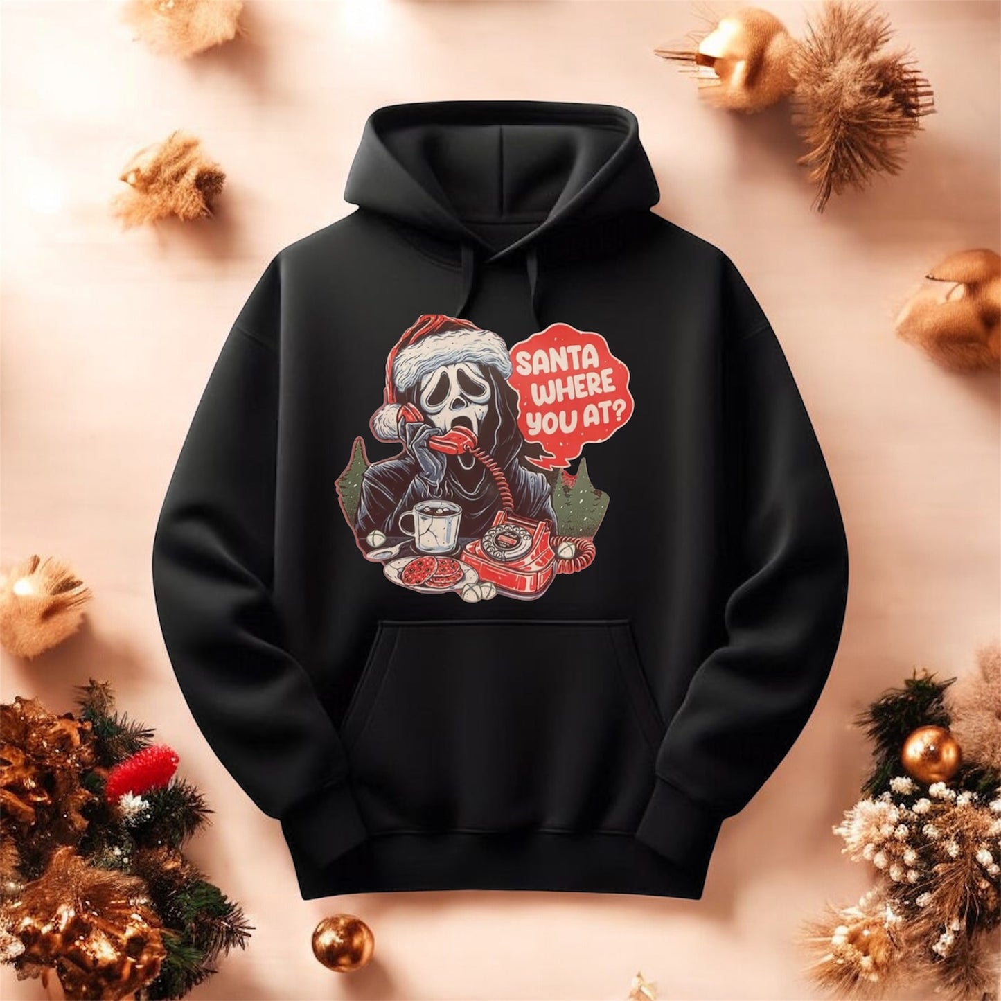 Santa Where You At Hoodie – Scream-Inspired Christmas Sweatshirt