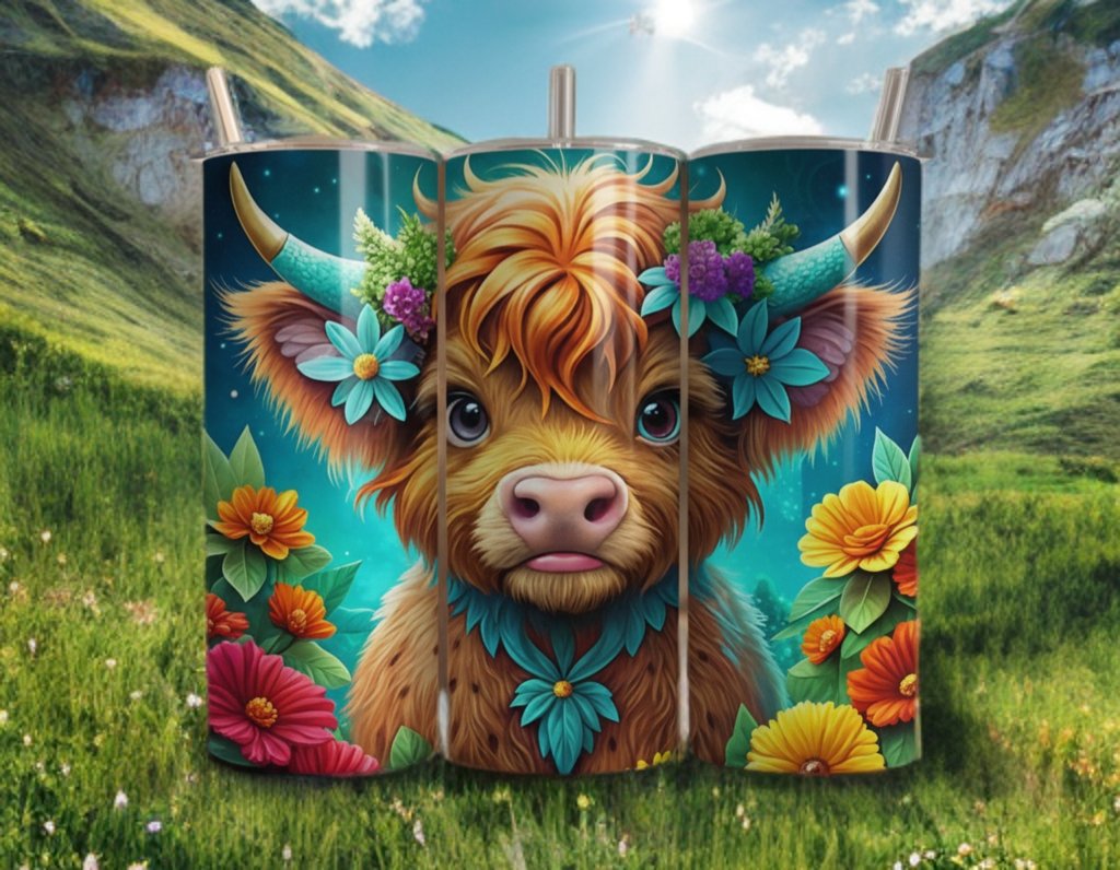 Floral Cow 20oz Tumbler – Cow Print Flower Drinkware