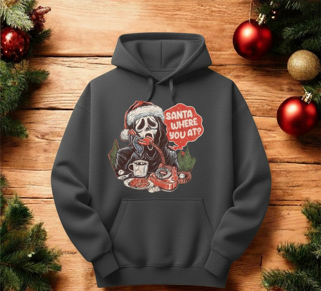 Santa Where You At Hoodie – Scream-Inspired Christmas Sweatshirt