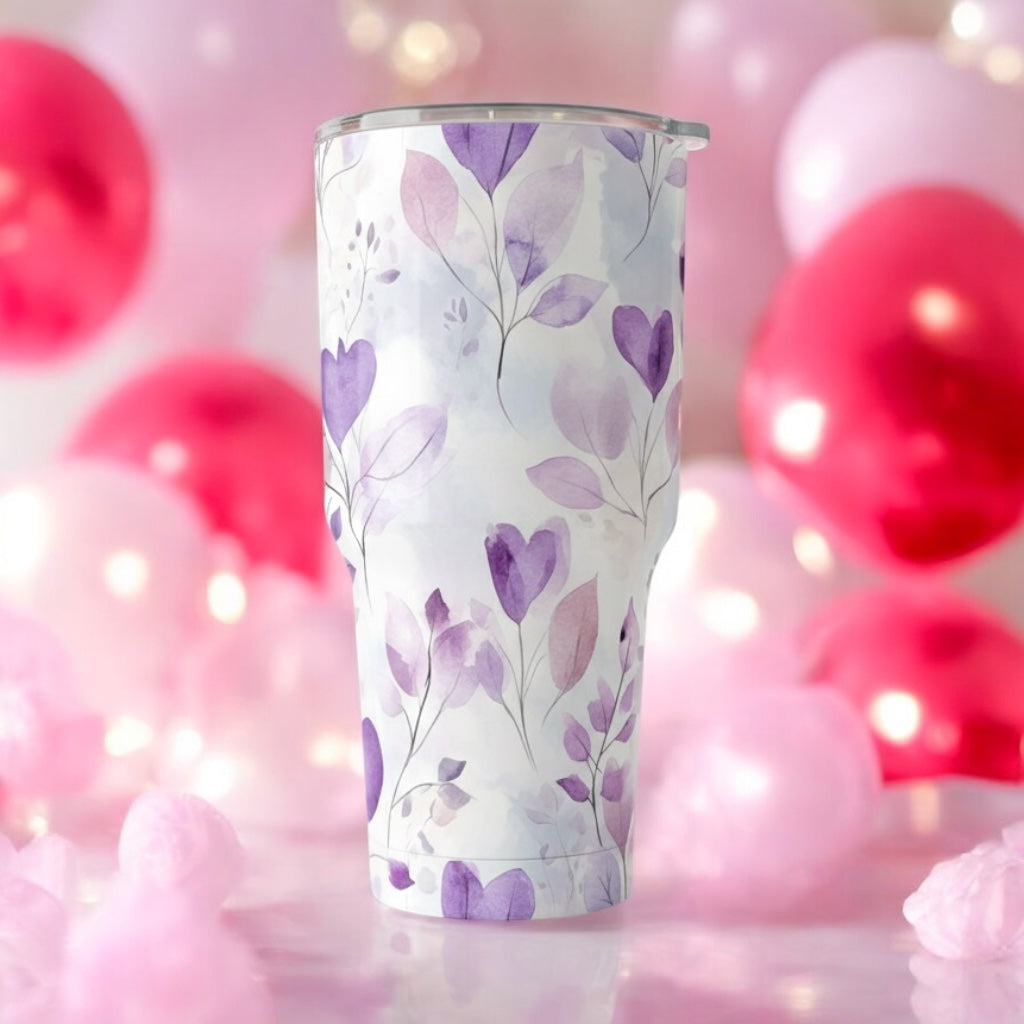 Purple Floral 40oz Valentine Tumbler
