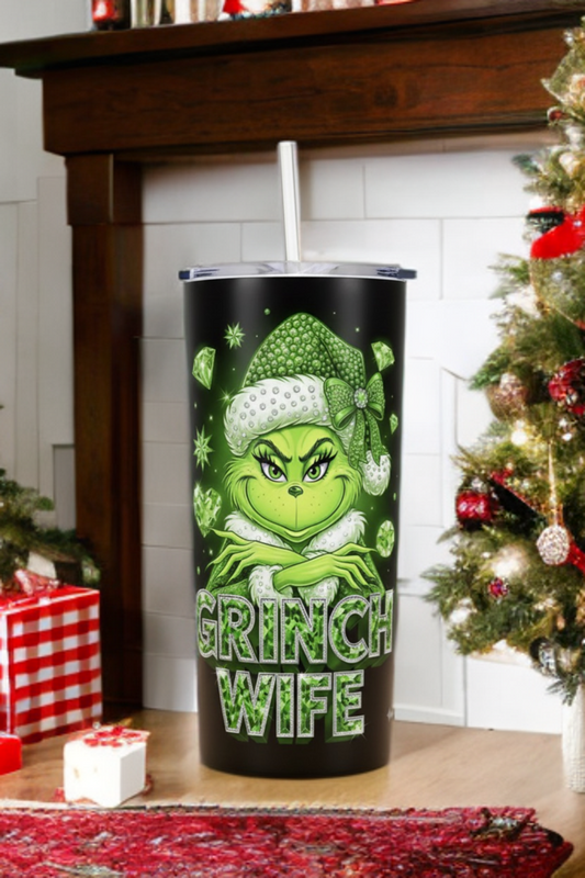 Grinch Wife 20oz Tumbler – Christmas Holiday Drinkware