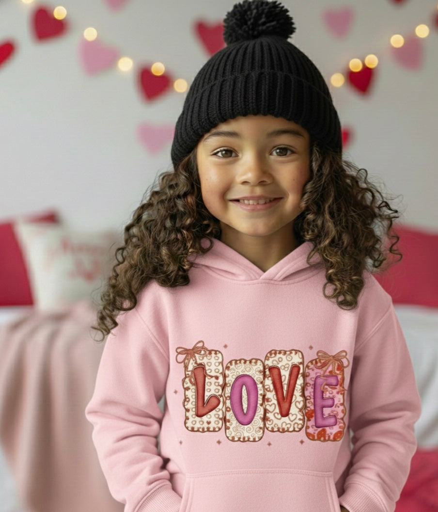 Coquette Love Girls Valentine’s Hoodie