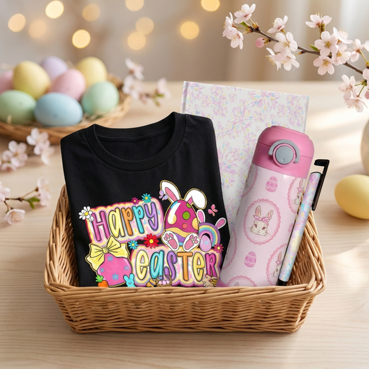 Happy Easter Coquette Girls Medium Basket