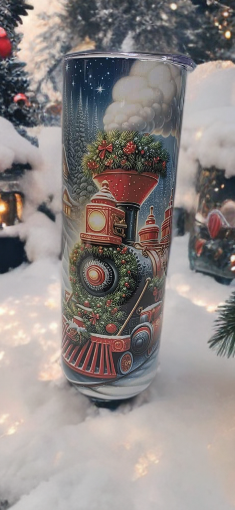 Vintage Christmas train 20oz tumbler-seasonal travel cup
