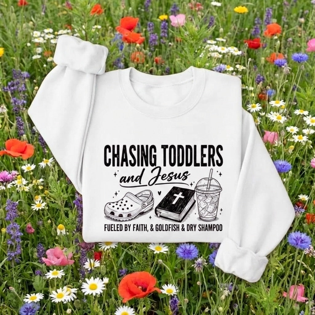 Chasing Toddlers and Jesus Crewneck