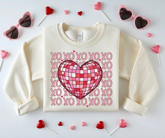 Disco Heart XOXO Crewneck – Valentine’s Sweatshirt