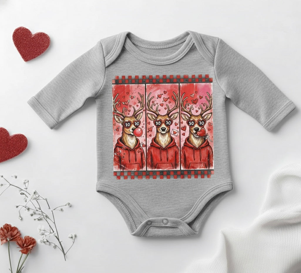 Valentine Deer Baby Onesie