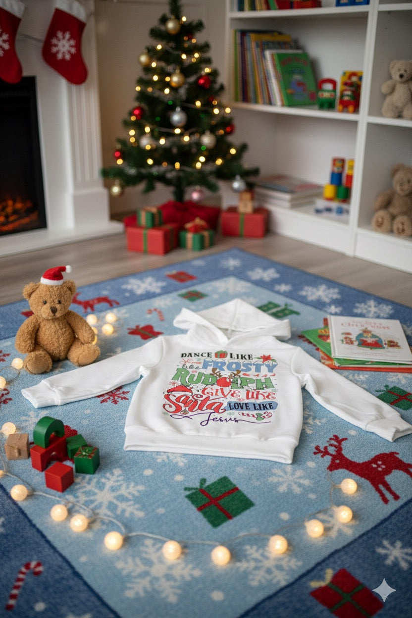 Dance Like Frosty, Shine Like Rudolph Kids Hoodie – Christmas Holiday Hoodie