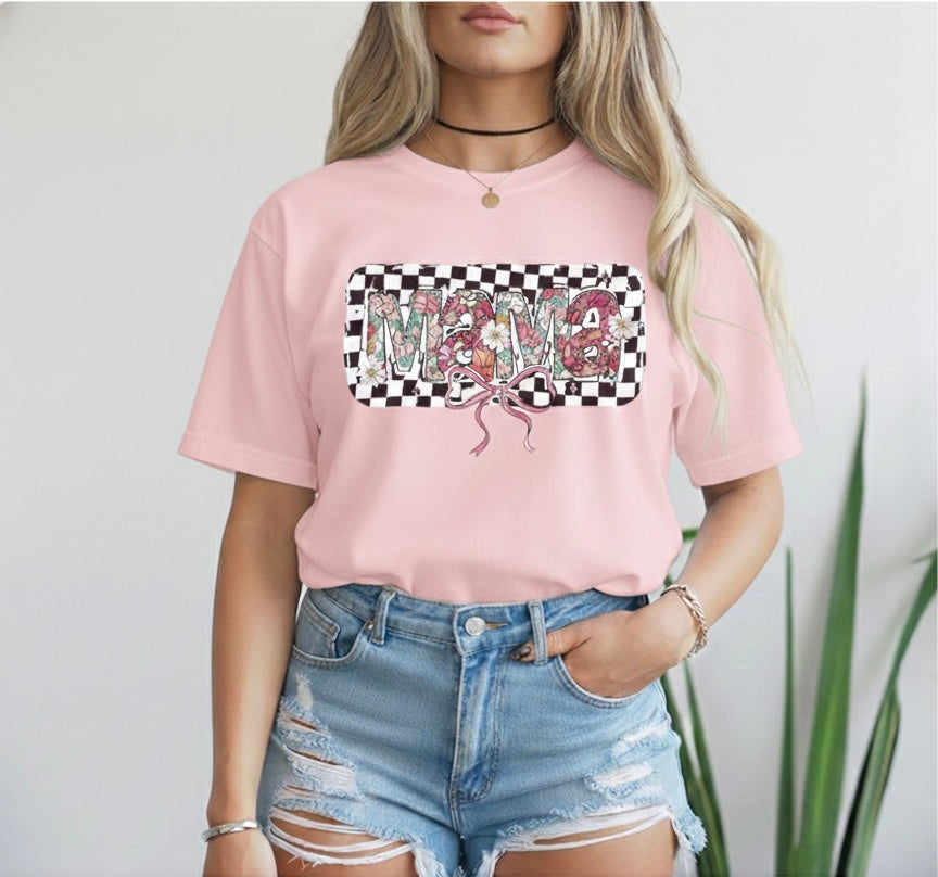 Coquette Checkered Mama T-Shirt