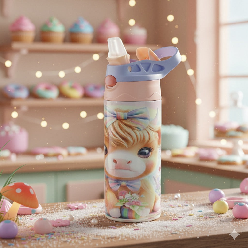 Highland Cow Kids Tumbler – Cute Children’s 12oz Drink Cup