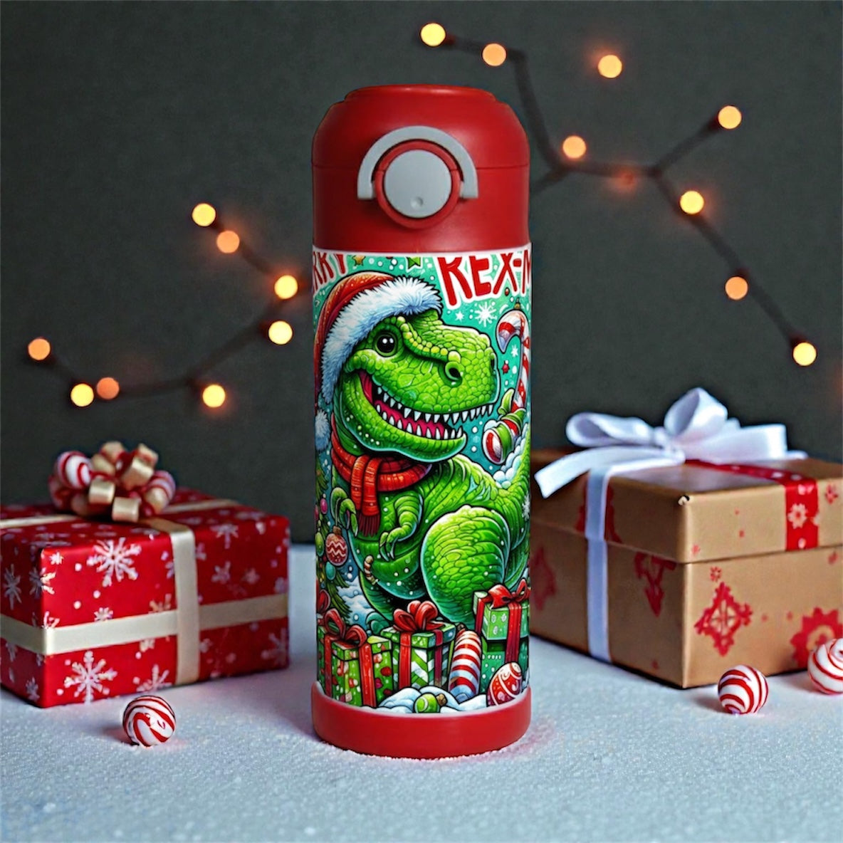 Christmas Dinosaur Kids Tumbler – Fun Holiday Drinkware for Kids