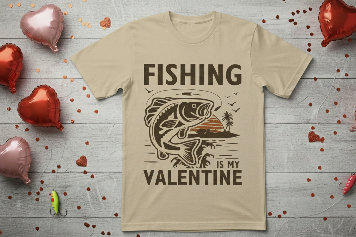 Fishing Is My Valentine T-Shirt – Funny Valentine’s Graphic Tee