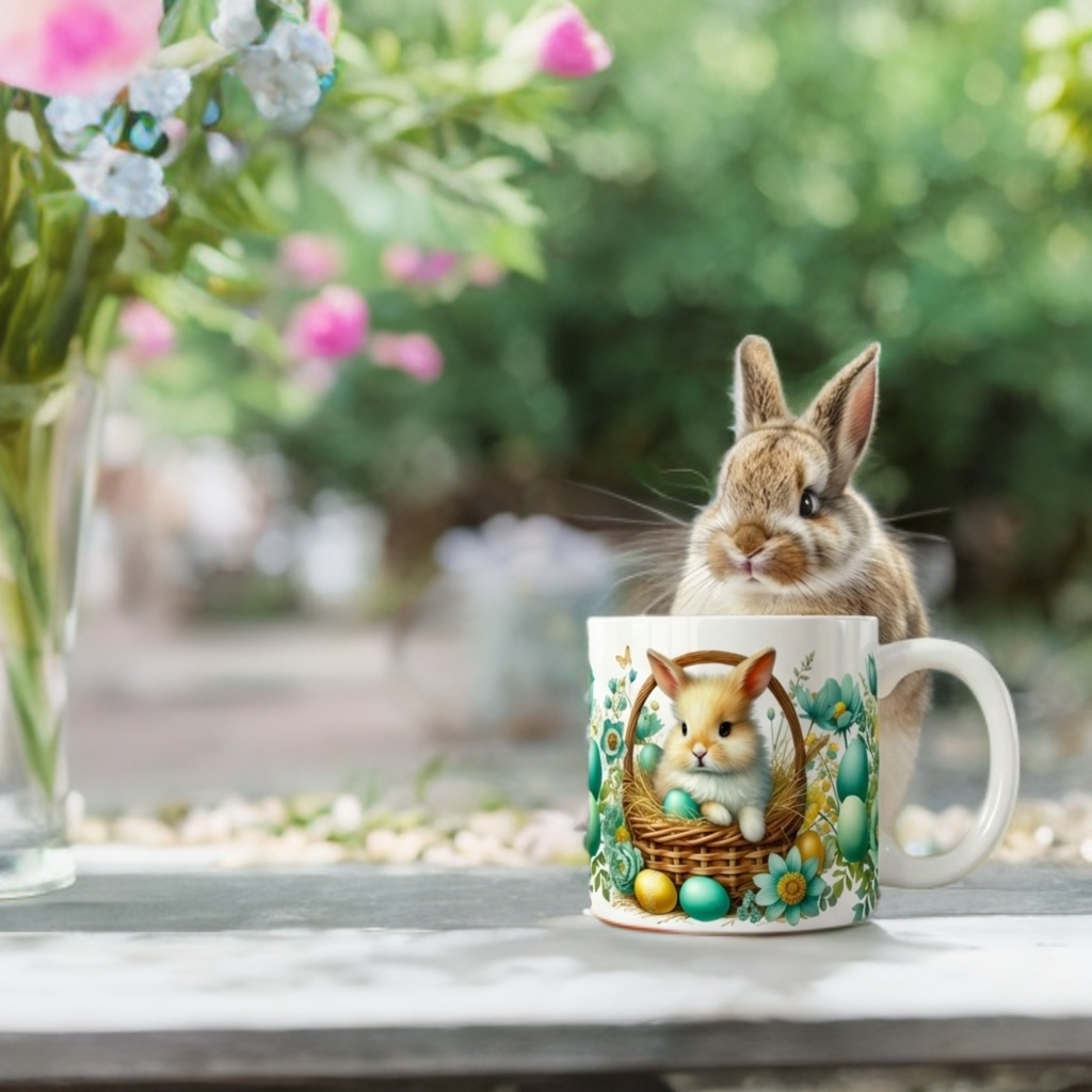 Bunny Easter Coffee Mug – 11 oz Spring Ceramic Mug