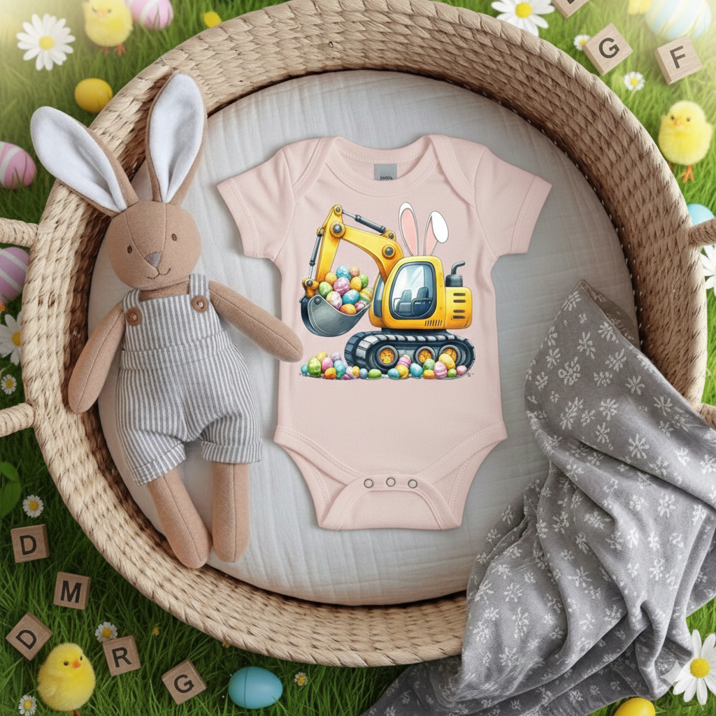 Easter Excavator Toddler Shirt – Construction Easter Tee