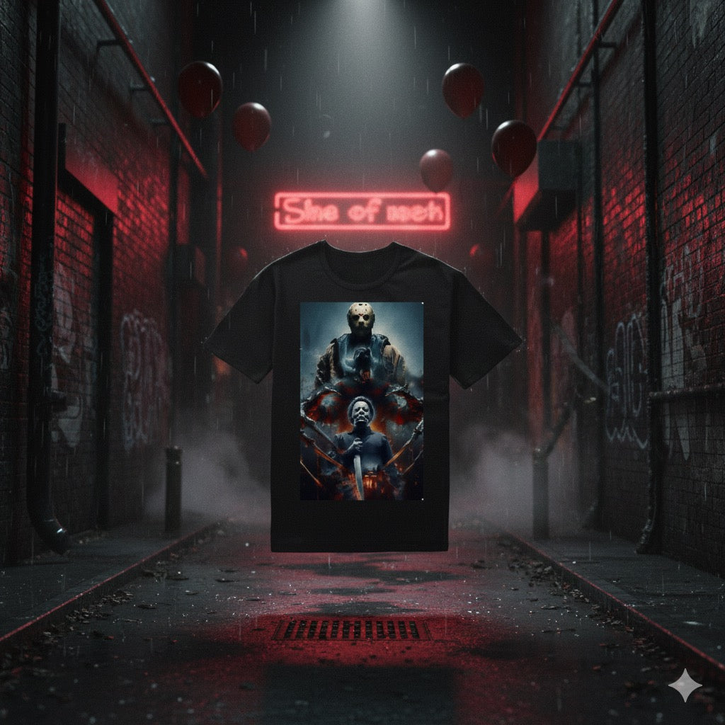 Michael Myers & Jason Horror Tee – Slasher Legends Graphic Shirt