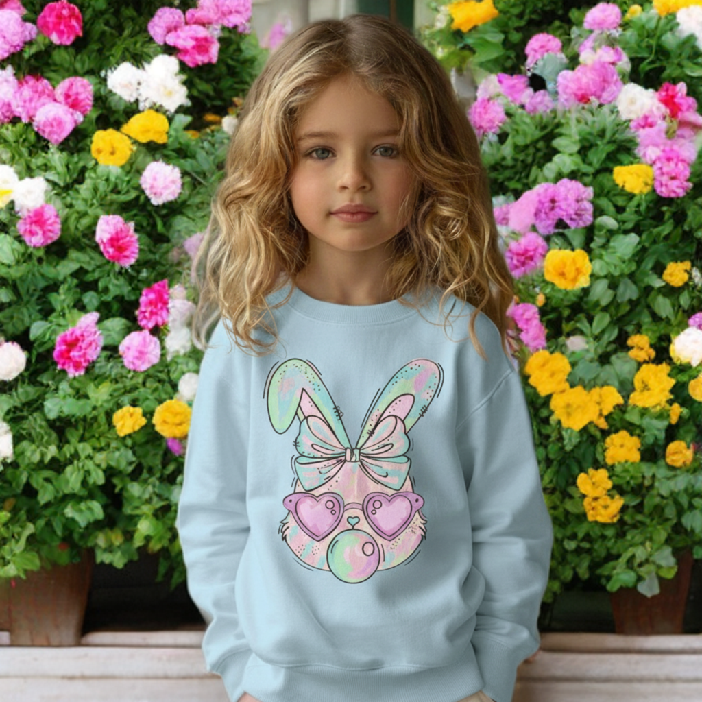 Pastel Bunny Girls Crewneck – Easter Sweatshirt