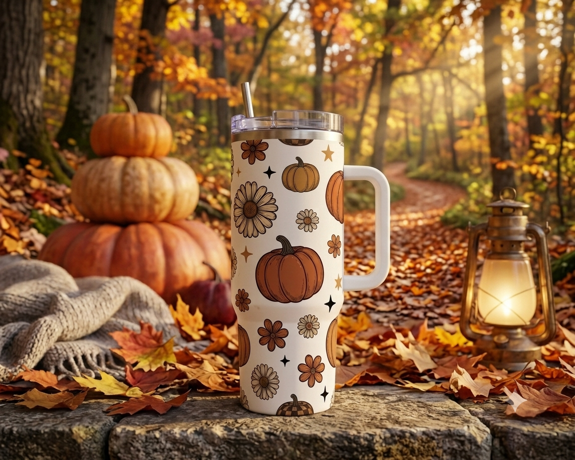 Floral Pumpkin 30oz Tumbler