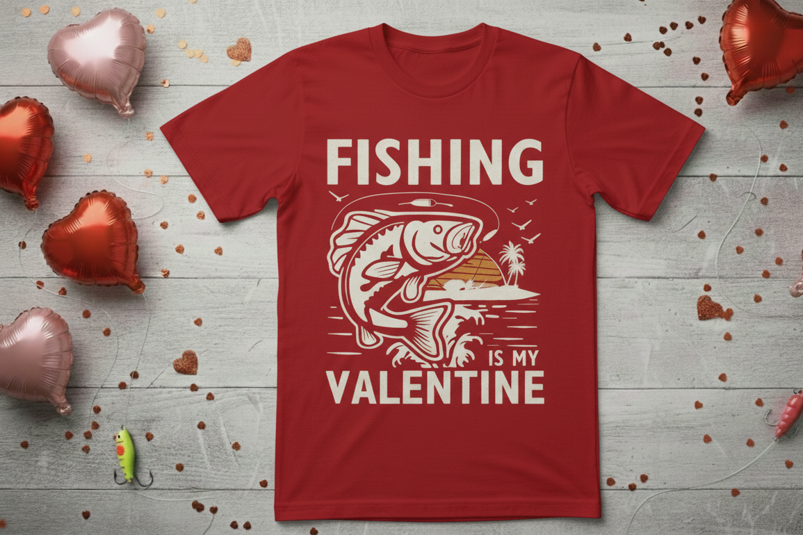 Fishing Is My Valentine T-Shirt – Funny Valentine’s Graphic Tee