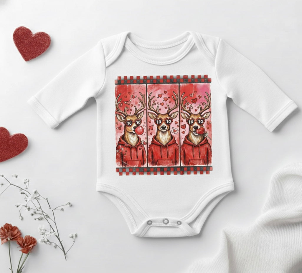 Valentine Deer Baby Onesie