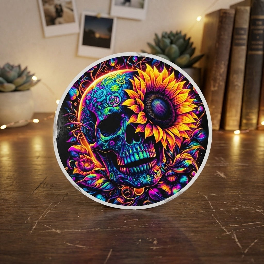 Skull Sunflower Sticker – Small Vinyl Decal