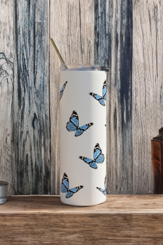 Butterfly 20oz Tumbler – Aesthetic Floral Butterfly Drinkware