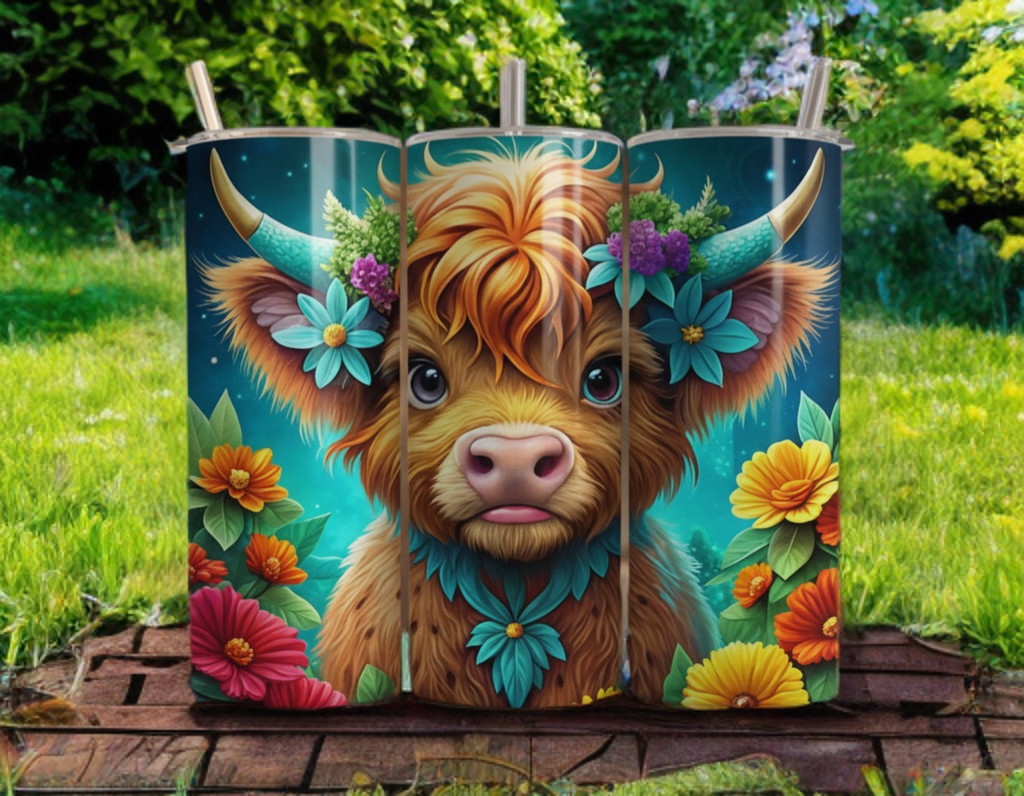 Floral Cow 20oz Tumbler – Cow Print Flower Drinkware