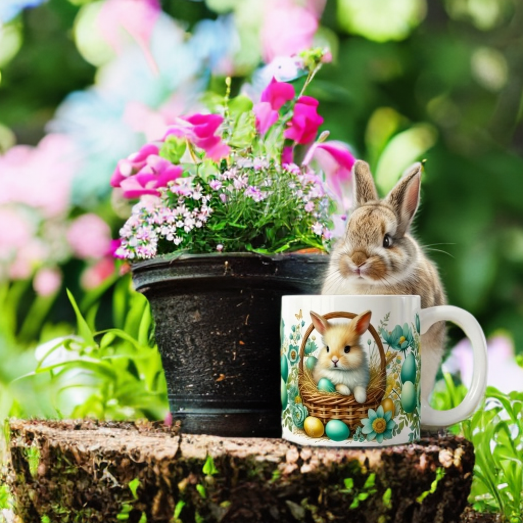Bunny Easter Coffee Mug – 11 oz Spring Ceramic Mug