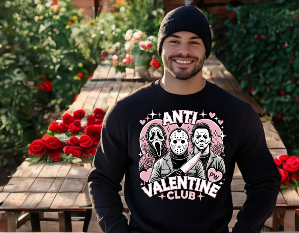Anti-Valentine’s Club Crewneck – Horror Valentine Sweatshirt