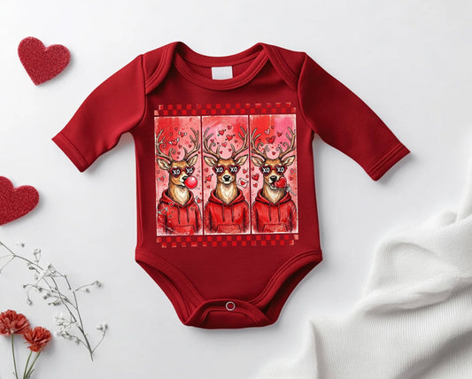 Valentine Deer Baby Onesie