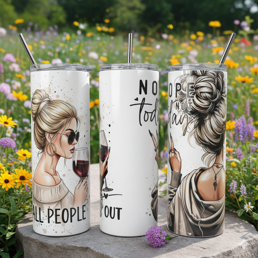 Nope Not Today People 20oz Tumbler – Funny Adult Drinkware