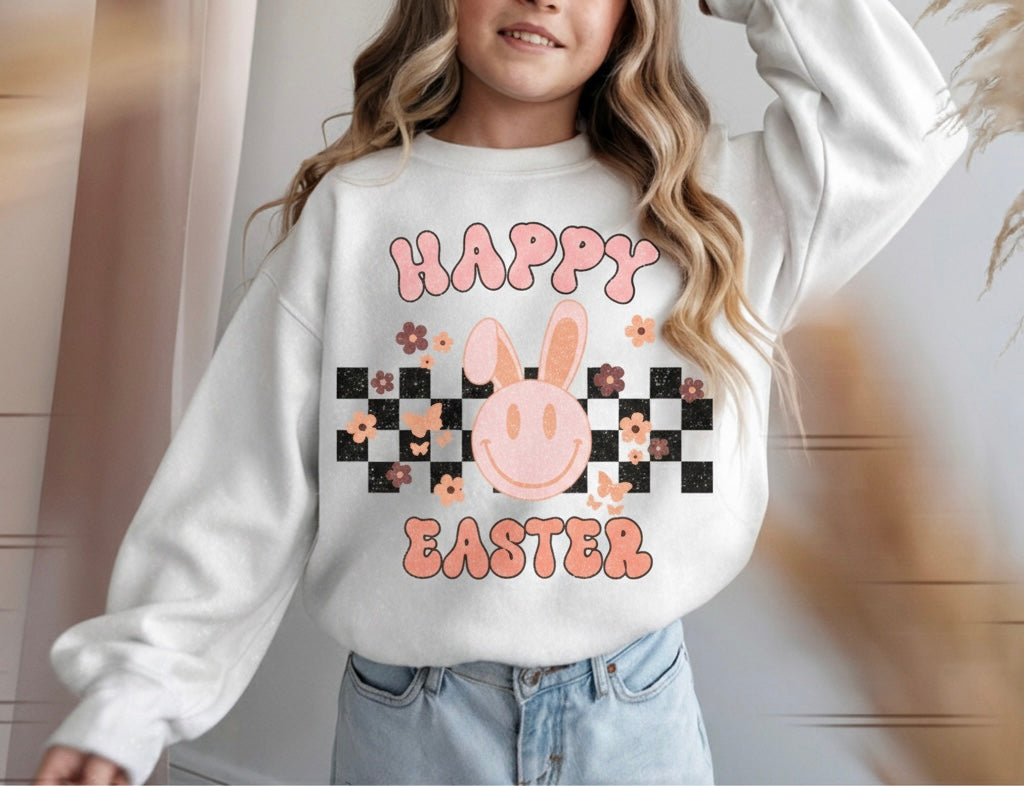 Retro Happy Easter Girls Crewneck