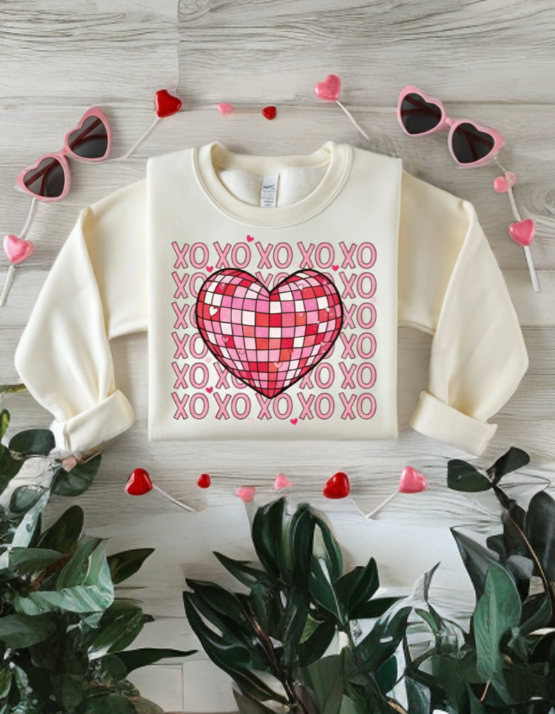 Disco Heart XOXO Crewneck – Valentine’s Sweatshirt