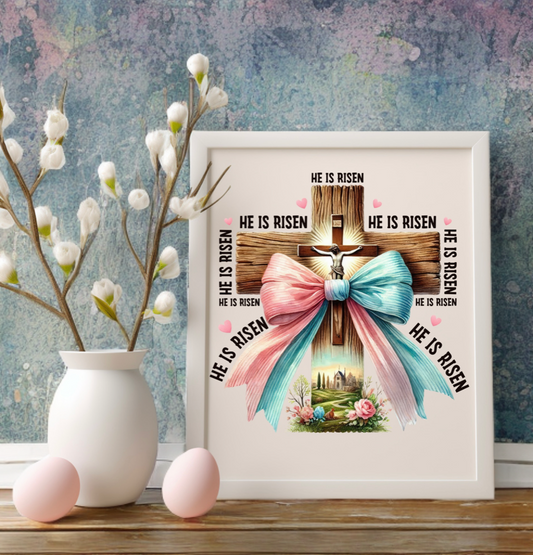 He Is Risen 8x10 Easter Home Décor – Faith-Based Wall Art