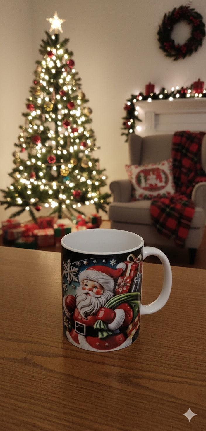 15 oz Santa Claus Mug – Cozy Christmas Holiday Drinkware