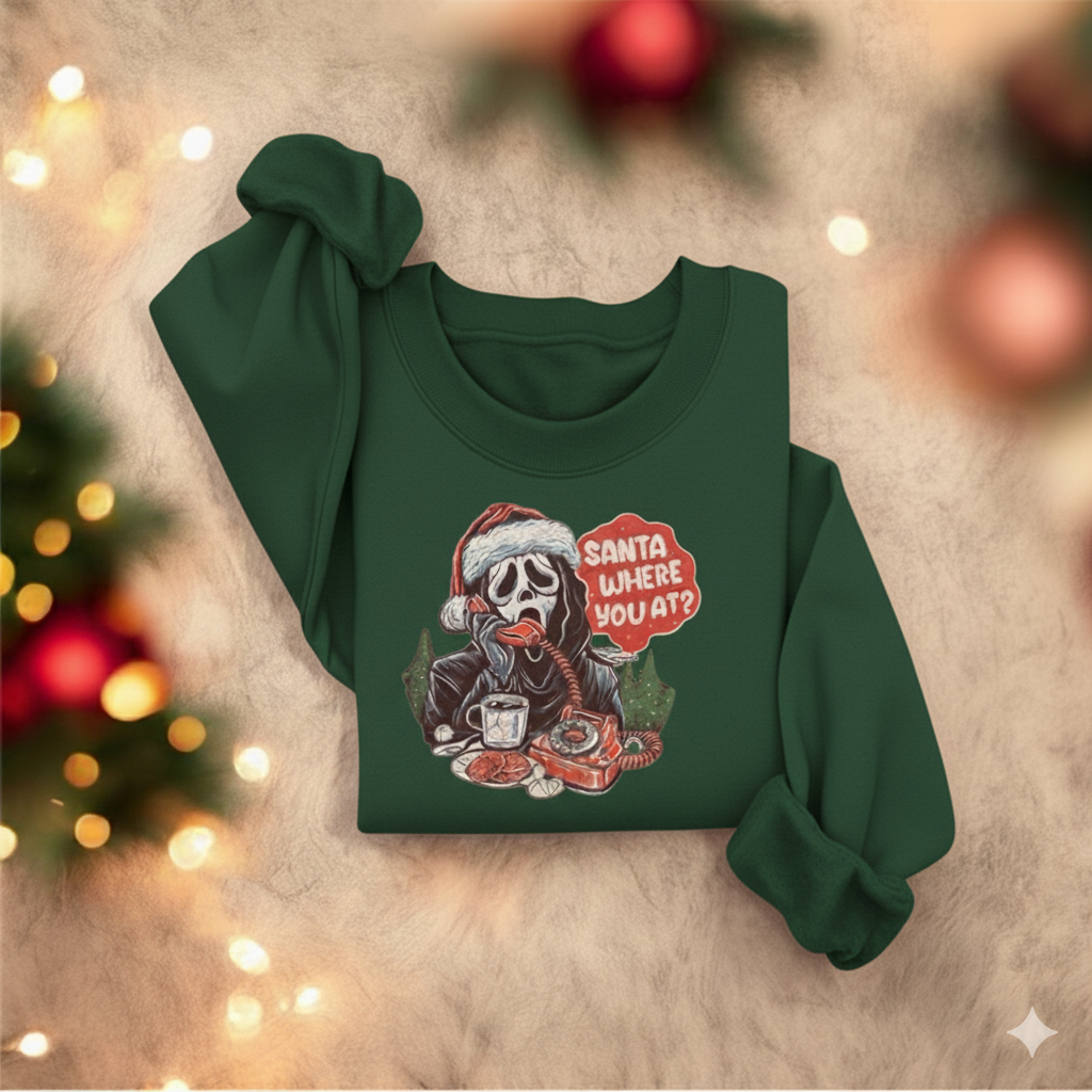 Santa Where You At Crewneck – Scream-Inspired Christmas Sweatshirt