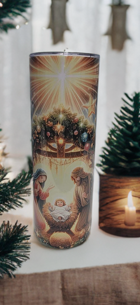 Silent Night Nativity 20oz tumbler-Holiday insulated cup