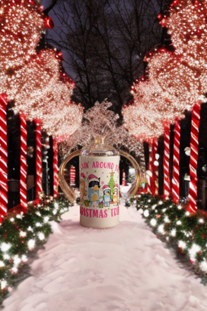 Rockin’ Around the Christmas Tree Sippy Cup – Bluey Inspired Kids Cup