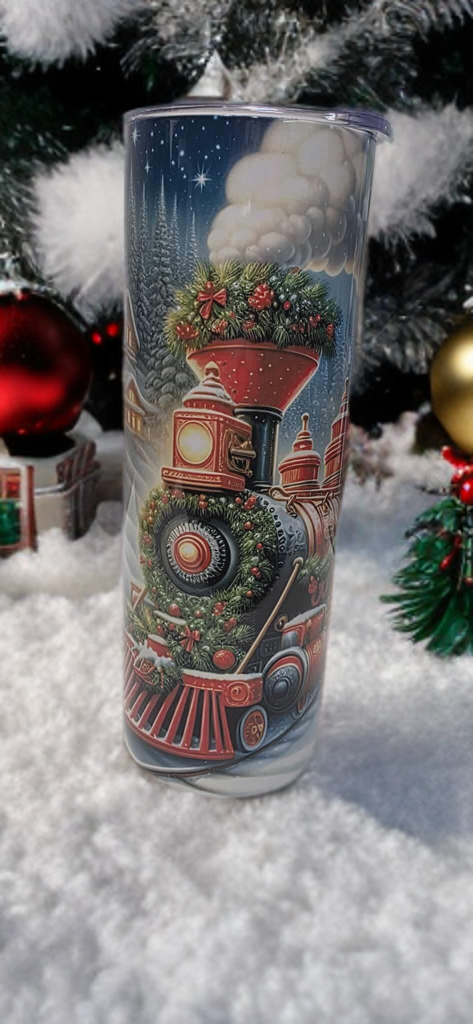 Vintage Christmas train 20oz tumbler-seasonal travel cup