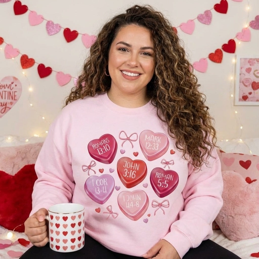 Faith-Based Valentine’s Crewneck – Christian Valentine Sweatshirt
