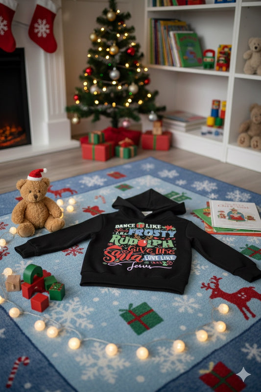 Dance Like Frosty, Shine Like Rudolph Kids Hoodie – Christmas Holiday Hoodie