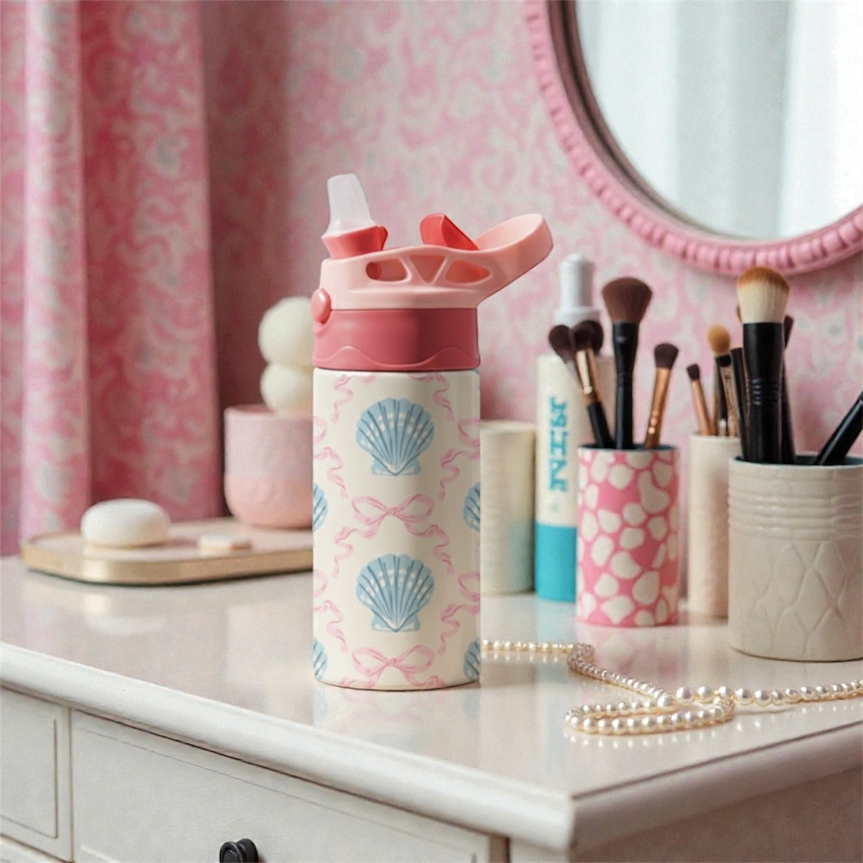Seashell Ribbon Kids Tumbler – Cute Children’s Drink Cup