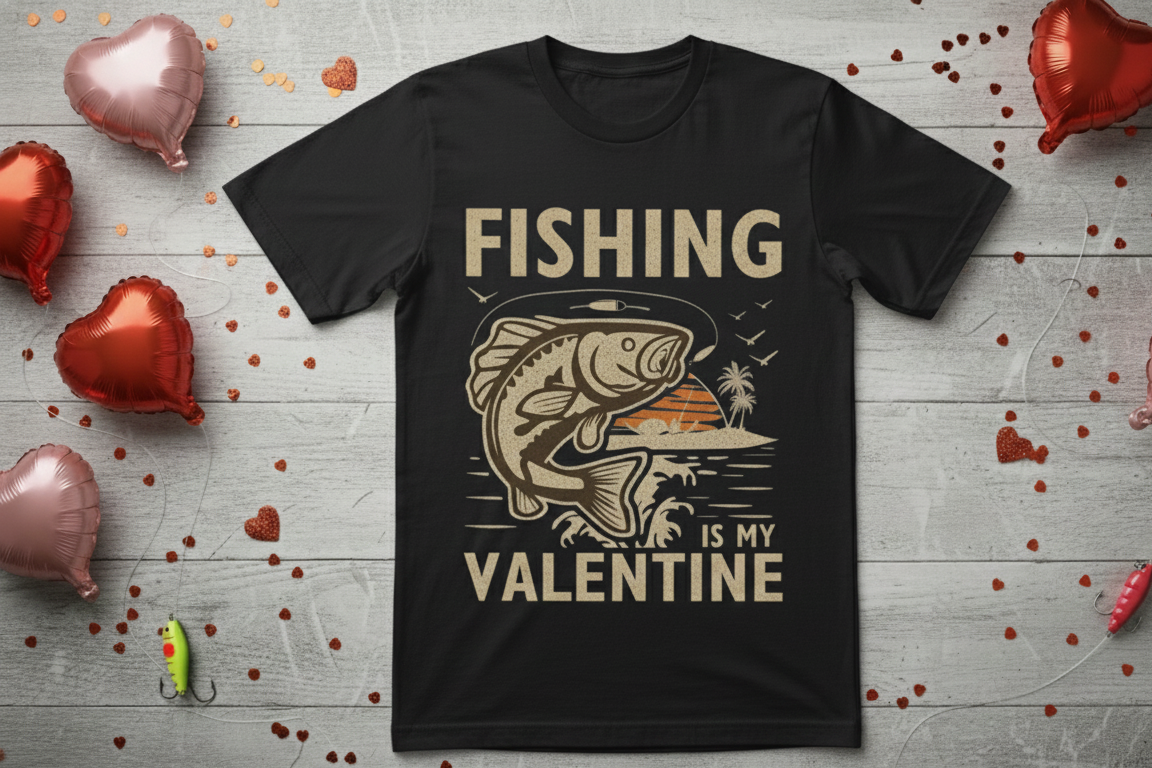 Fishing Is My Valentine T-Shirt – Funny Valentine’s Graphic Tee