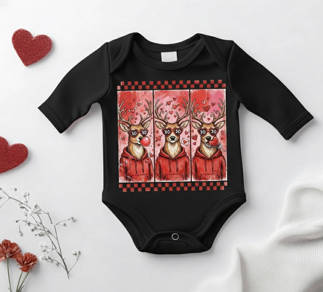 Valentine Deer Baby Onesie