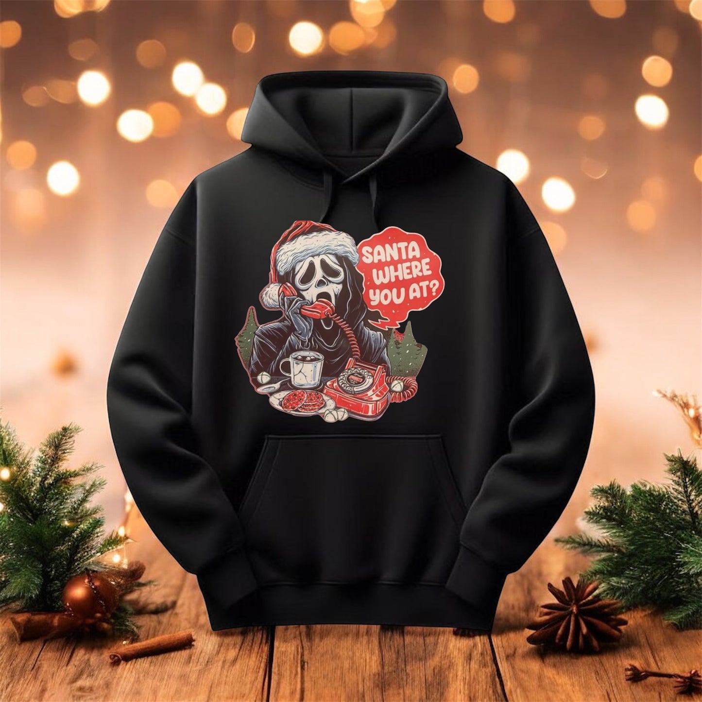 Santa Where You At Hoodie – Scream-Inspired Christmas Sweatshirt