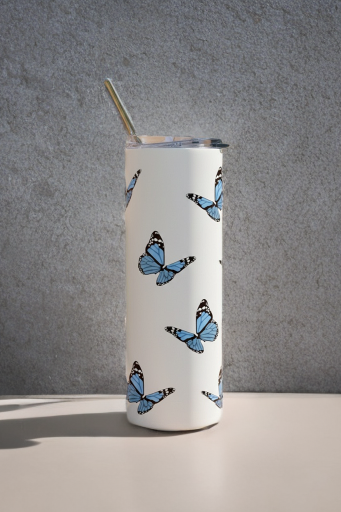 Butterfly 20oz Tumbler – Aesthetic Floral Butterfly Drinkware