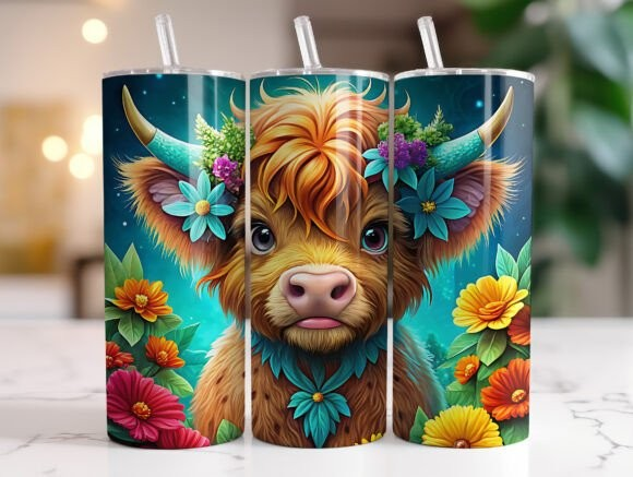 Floral Cow 20oz Tumbler – Cow Print Flower Drinkware